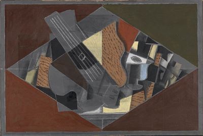 Braque 1917-Guitare et verre 